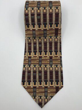 Unicef Men's Brown 100% Silk 4" X 57" Tie Made In U.S.A. Vintage